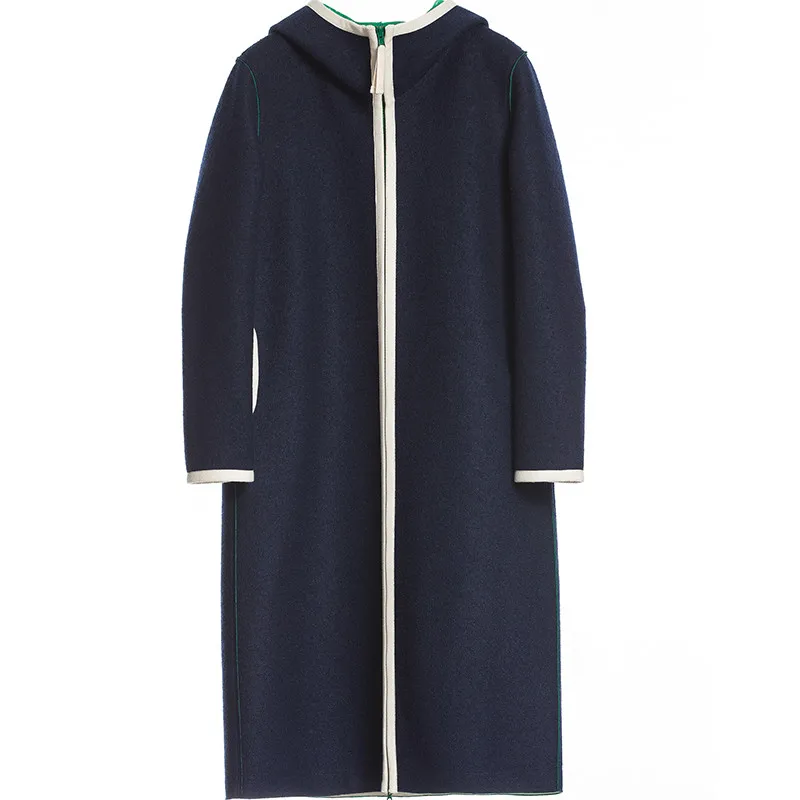 LYNETTE'S CHINOISERIE Autumn Winter Original Design Women Elegant Plus Size Loose Hooded Woolen Overcoat Outerwear | Женская одежда