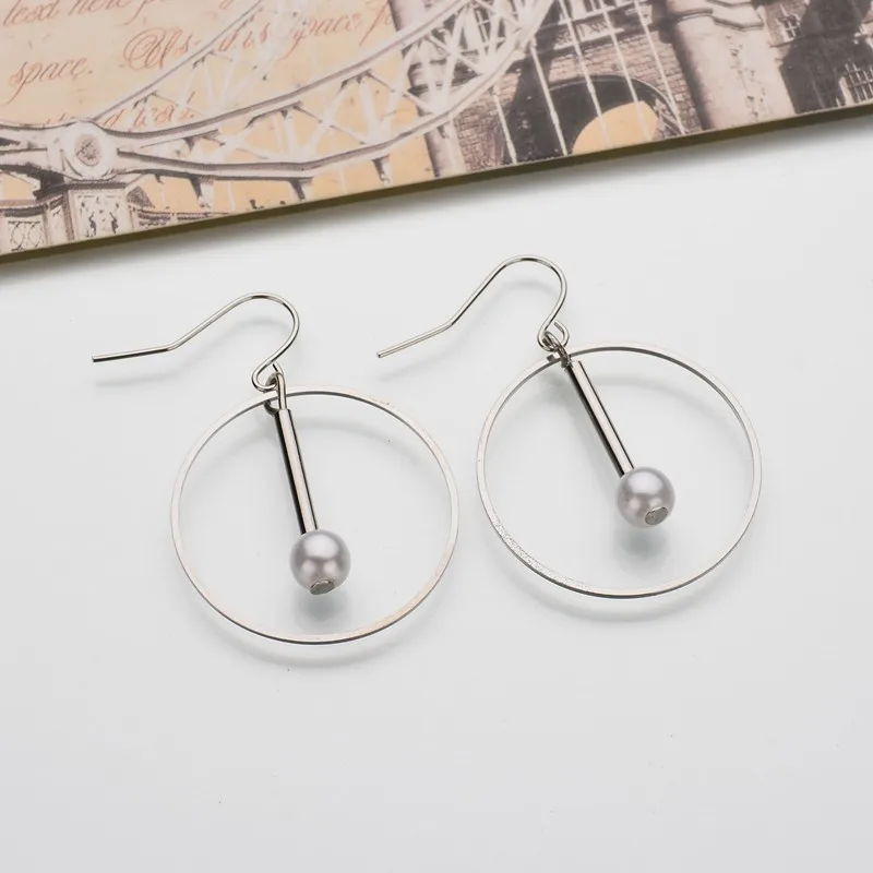 Геометрические серьги винтажный круг перламутр серьга в стиле минимализм обруч