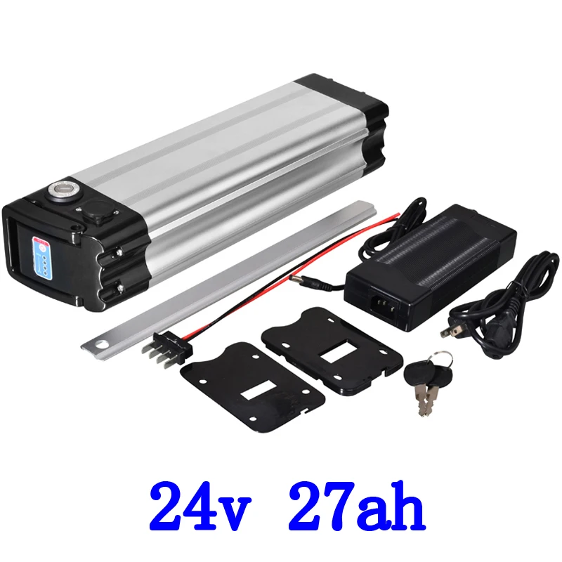 

Free customs fee 24V 500W e bike battery24V 27AH ithium ion battery for samsung cell with 30A BMS and 2A Charger