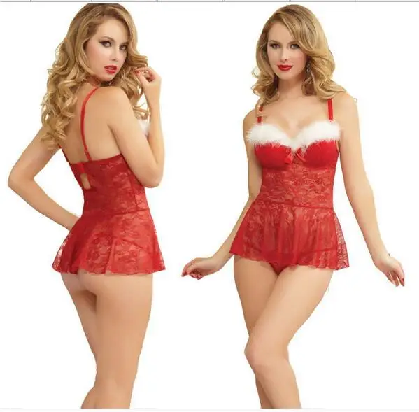 Сексуальные Женщины белье Порно неглиже красный Christmaslace перспективные пижамы