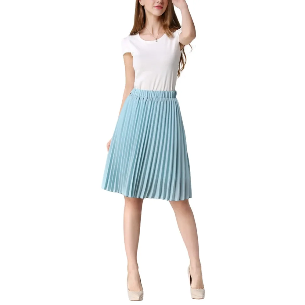 2018 модные женские туфли плиссированная юбка осень зима шифон Высокая талия узкие