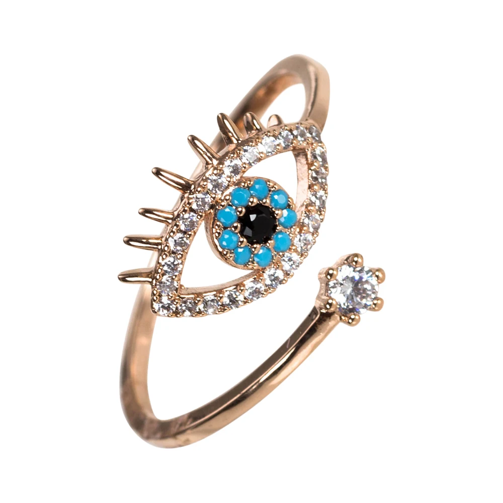 Lucky Eye Открытые Кольца Evil Eye медь микро проложить кубический циркон Регулируемые кольца с драгоценными камнями Женское кольцо подарки Ювелирные изделия Подарки EY3472