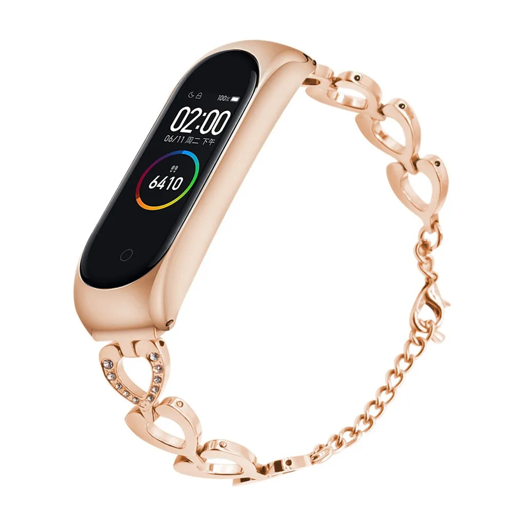 Браслет OMESHIN для Xiaomi Mi Band 4 браслет из нержавеющей стали с бриллиантами Смарт-часы