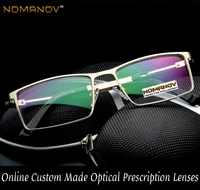 limited ultralight al mg titanium alloy rectangle men eyeglass frames spectacle sivler gold brown custom prescription lens