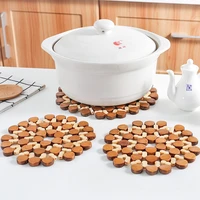 environmental hollow bamboo kitchen utensils pot coffee cup thickened circular bowl table mat drink coaster placemat round shape