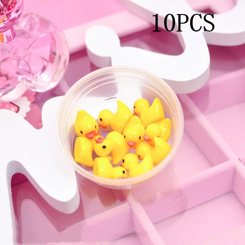 10pcs Duck 10 шт./кор. Slime DIY Аксессуары мультфильм Животные торт игрушка смолы утка пушистые очистить поставки слаймов игрушка в подарок для детей и взрослых - Цвет: 10pcs Duck