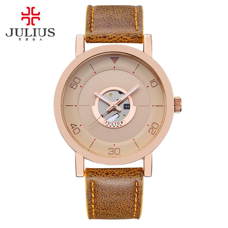 Часы наручные Julius Мужские кварцевые модные японские с кожаным ремешком подарок