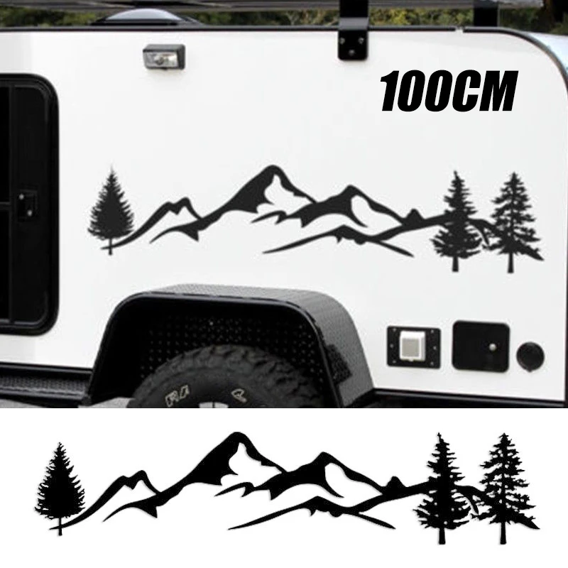 

Для SUV RV Camper Offroad 1 шт. 100 см черный/белый декор для горного автомобиля с деревом Светоотражающая наклейка для автомобиля с лесом наклейка Mayitr