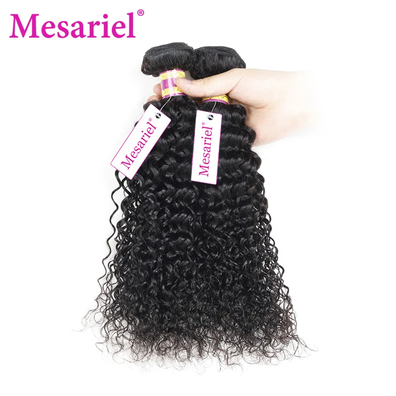 Mesariel Kinky Curly Hair 4 Bundle Deals Peruvian Bundles Remy Extension | Шиньоны и парики
