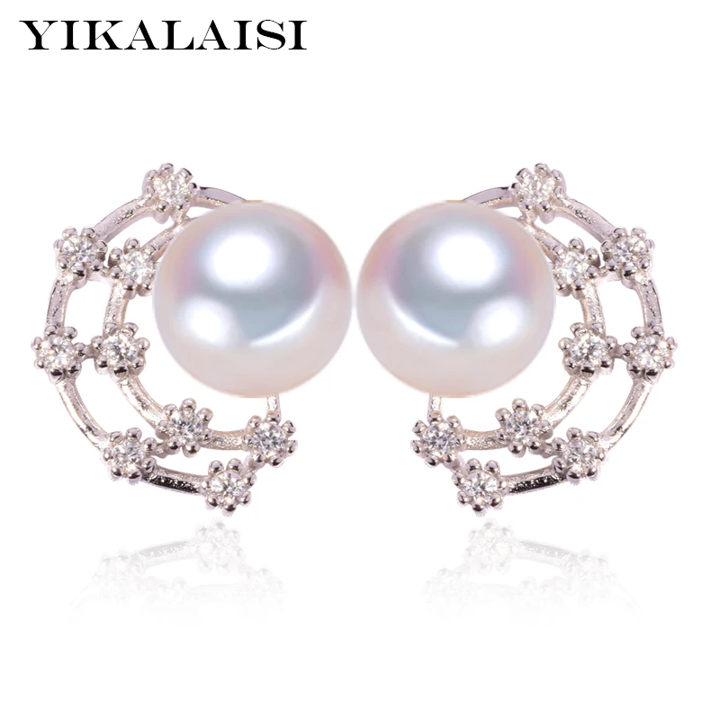 

YIKALAISI 925 sterling Silver Jewelry for women natural freshwater pearl jewelry for women 8-9mm pearl earrings 2018 new fashion