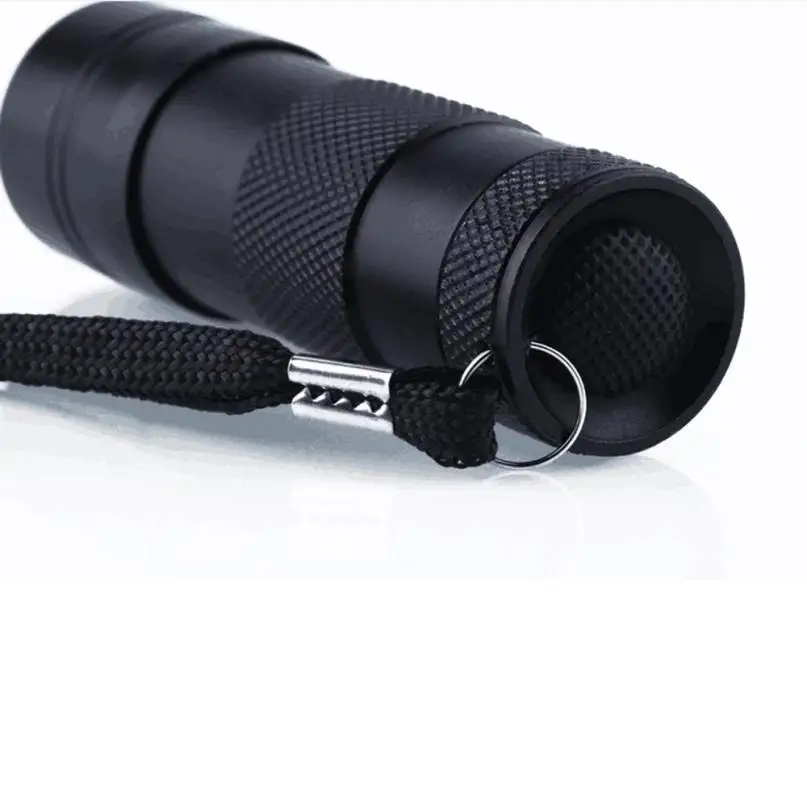 Черный мини алюминиевый УФ ультрафиолетовый фонарь 12LED Blacklight AAA самозащитная