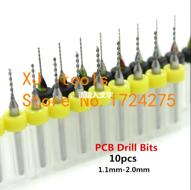 

Free shipping 10pcs 1.1mm-2.0mm PCB mini drill Bit tungsten steel carbide for print circuit board cnc drill Bits Machine