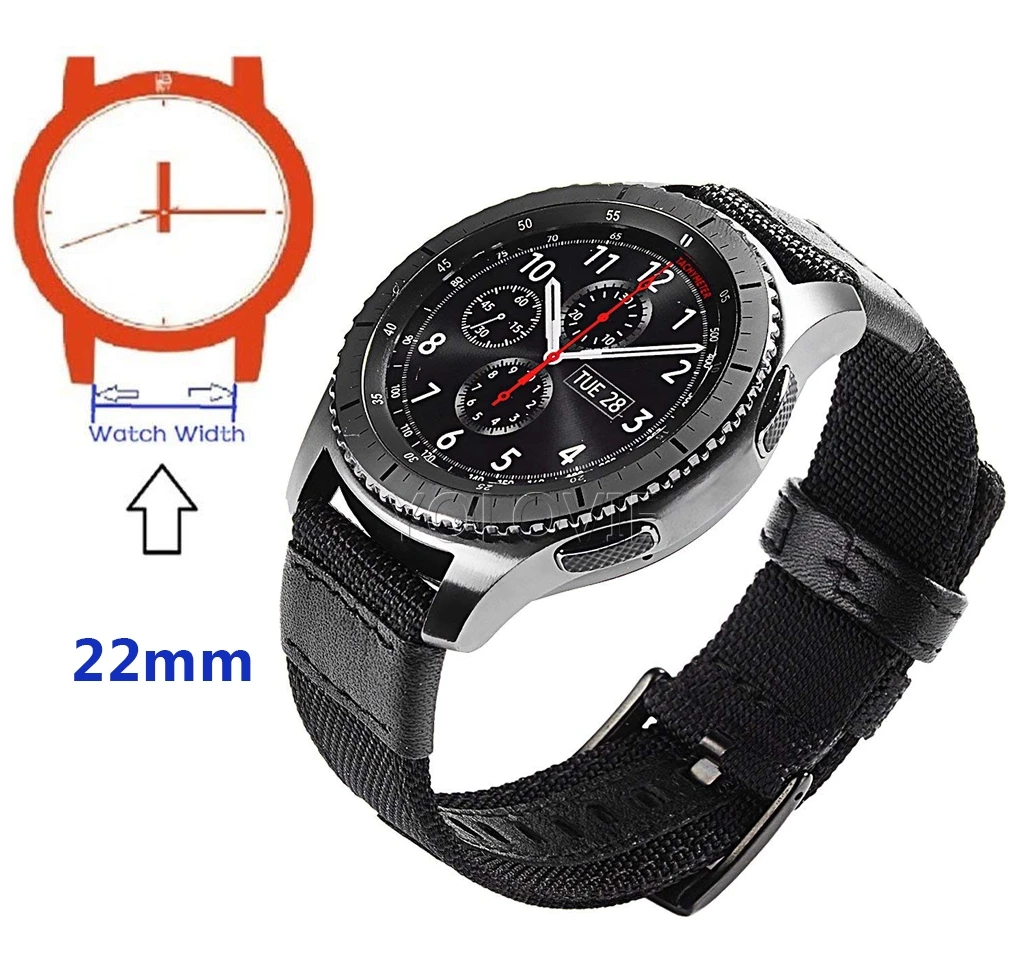 22 мм нейлоновый кожаный ремешок для часов samsung gear S3 NATO Спортивные ремни Repleacement для samsung Galaxy Watch 46 мм HUAWEI Watch GT