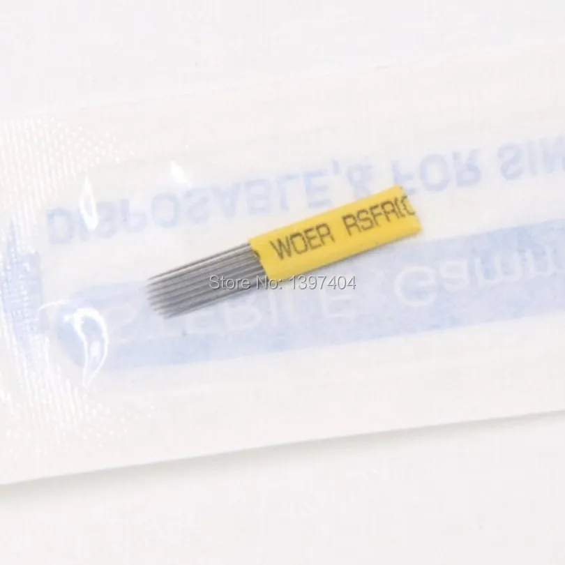 100 шт. лучшее качество Перманентный макияж тату микроблейдинг иглы с размером 15m1
