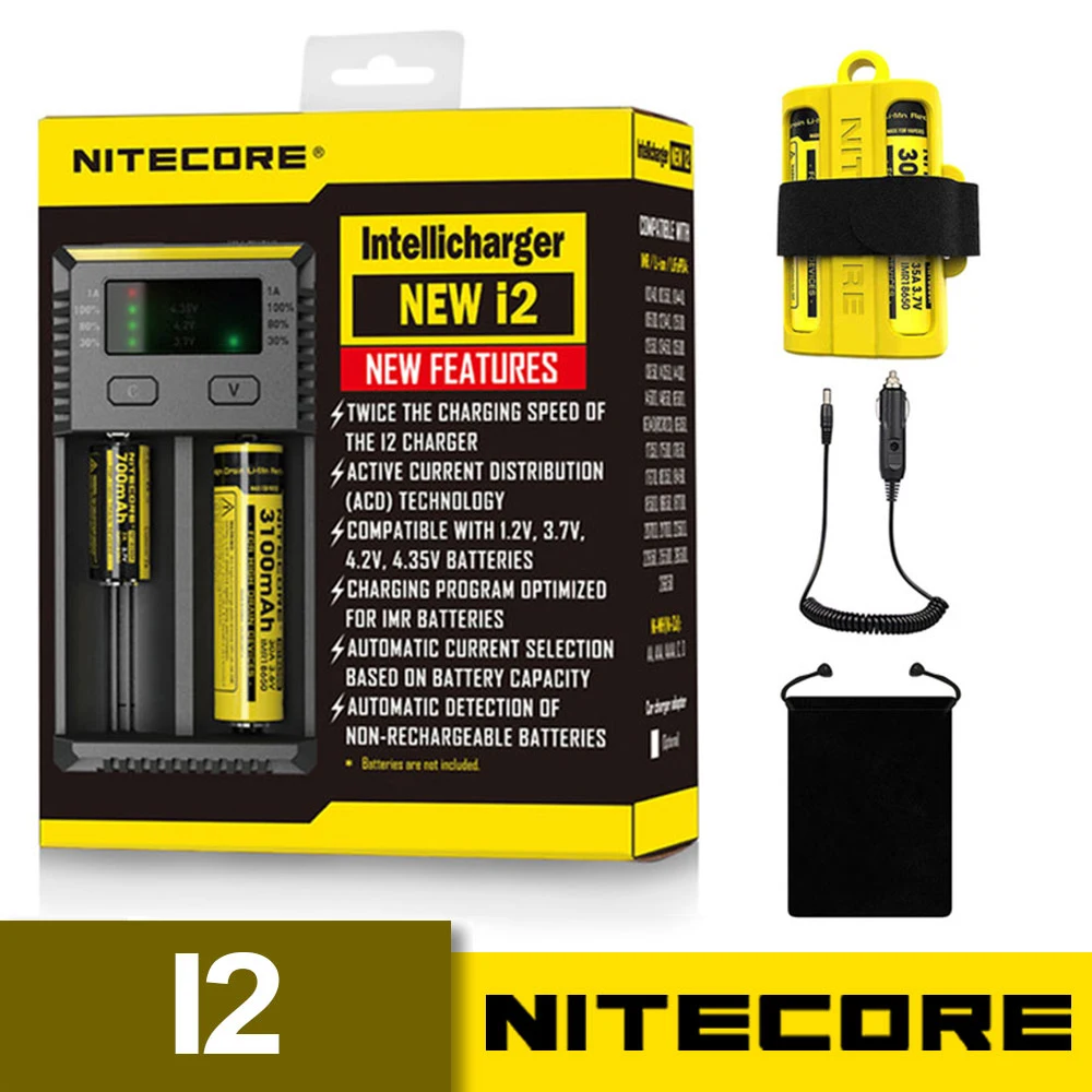 Nitecore I2 Digi зарядное устройство lcd интеллектуальная схема глобальная страховка Li-Ion 18650 14500 16340 26650 зарядное устройство