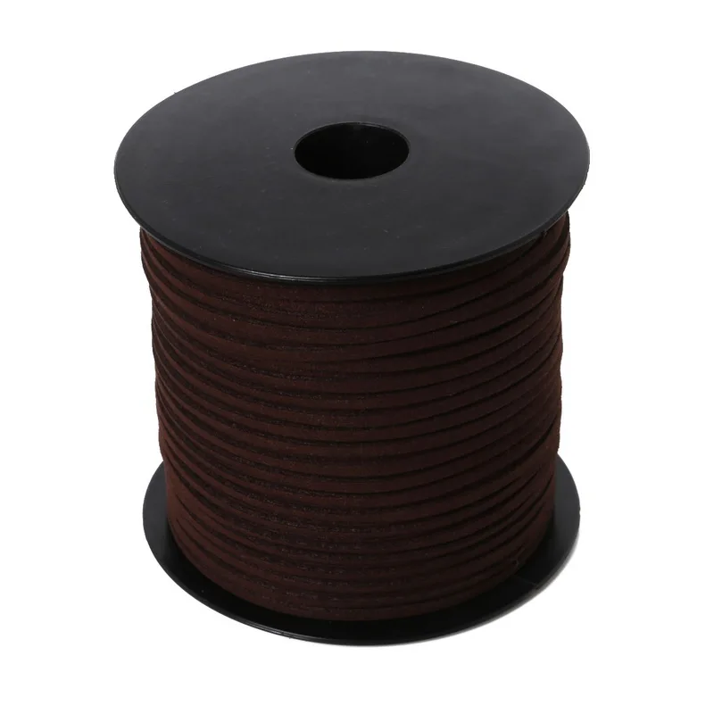 Dark Brown 100 метра 3 мм Плетеный плоский искусственный замшевый кожаный шнур веревочная нить для DIY ожерелье браслет ювелирные аксессуары - Цвет: Dark Brown