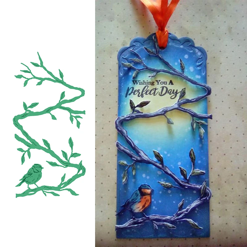 Трафарет для скрапбукинга с птичьими ветками трафарет фотоальбома бумажные