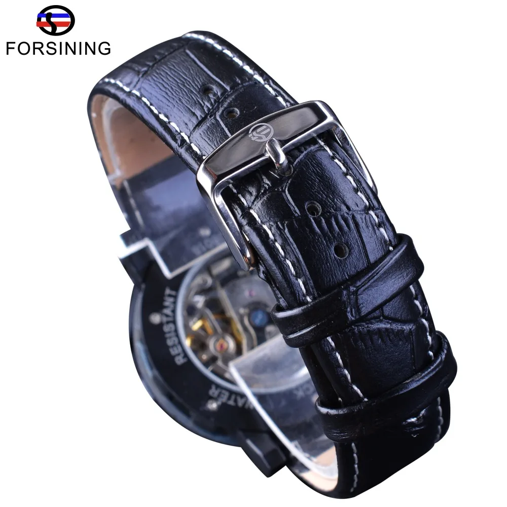 Мужские часы с синим циферблатом Forsining скелетоны кожаным ремешком|clock brand|clock