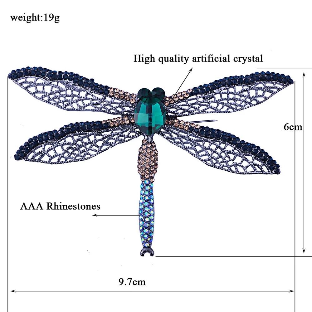 FARLENA ювелирные изделия, большая брошь Стрекоза, булавки, стразы, винтажные хрустальные броши с насекомыми для женщин, аксессуары