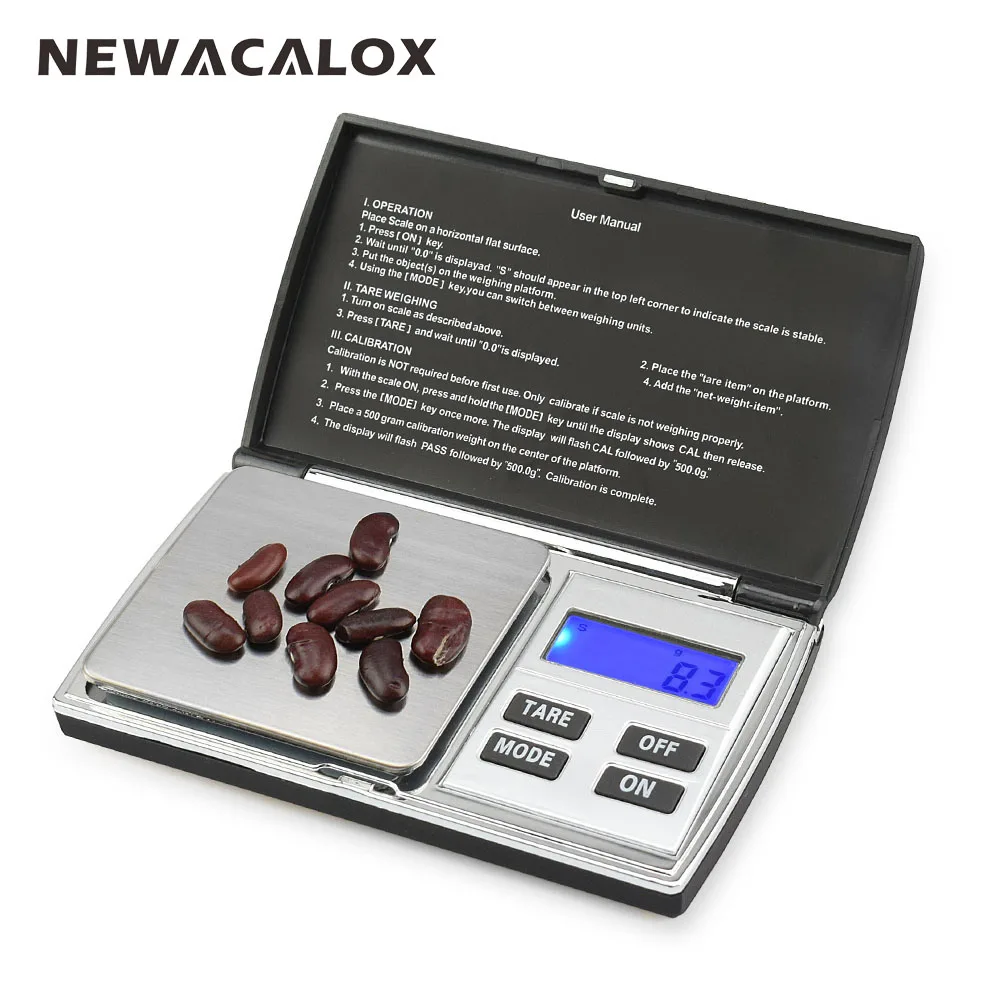 Newacalox 500 г x 0.01 г цифровые высокоточные весы для золотые украшения масштаб 0.01 карман Баланс Электронные весы из нержавеющей стали