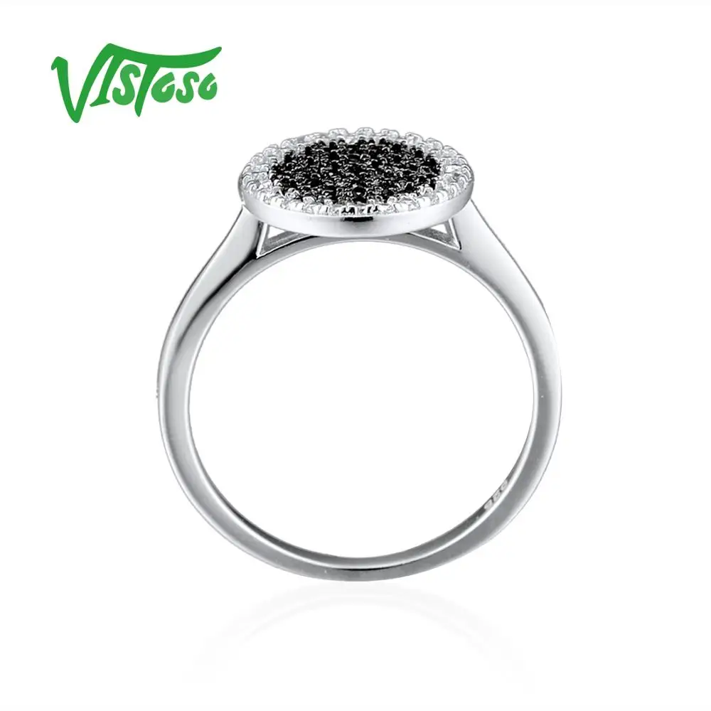 VISTOSO кольца из стерлингового серебра 925 для Для женщин Черный Природный камень