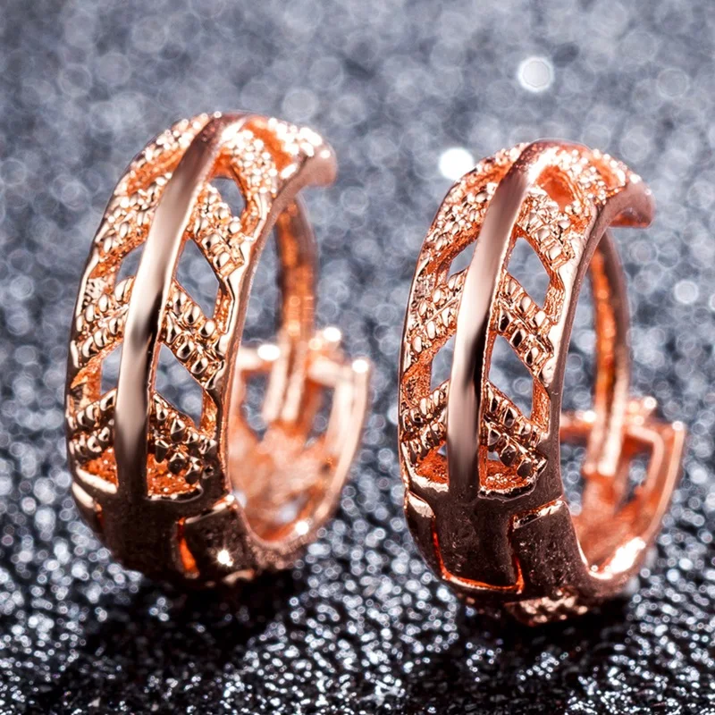 OMHXZJ Wholesale Personality Fashion OL Woman Girl Party 4 Colors Feather Hollowed Out 925 Sterling Silver Hoop Earrings YE432 | Украшения