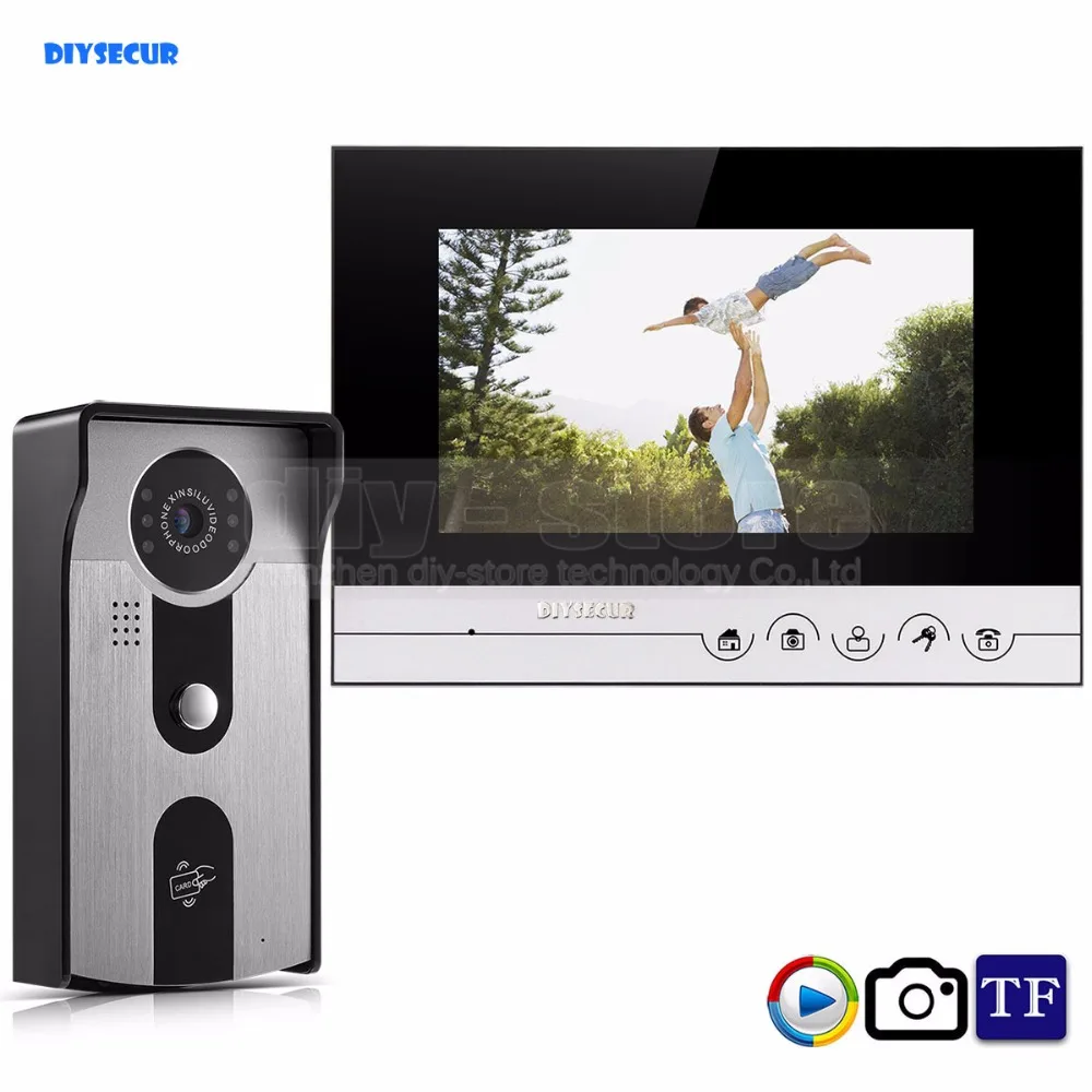 DIYSECUR 7 дюймов видео запись/фотография телефон двери дверной звонок Домашняя