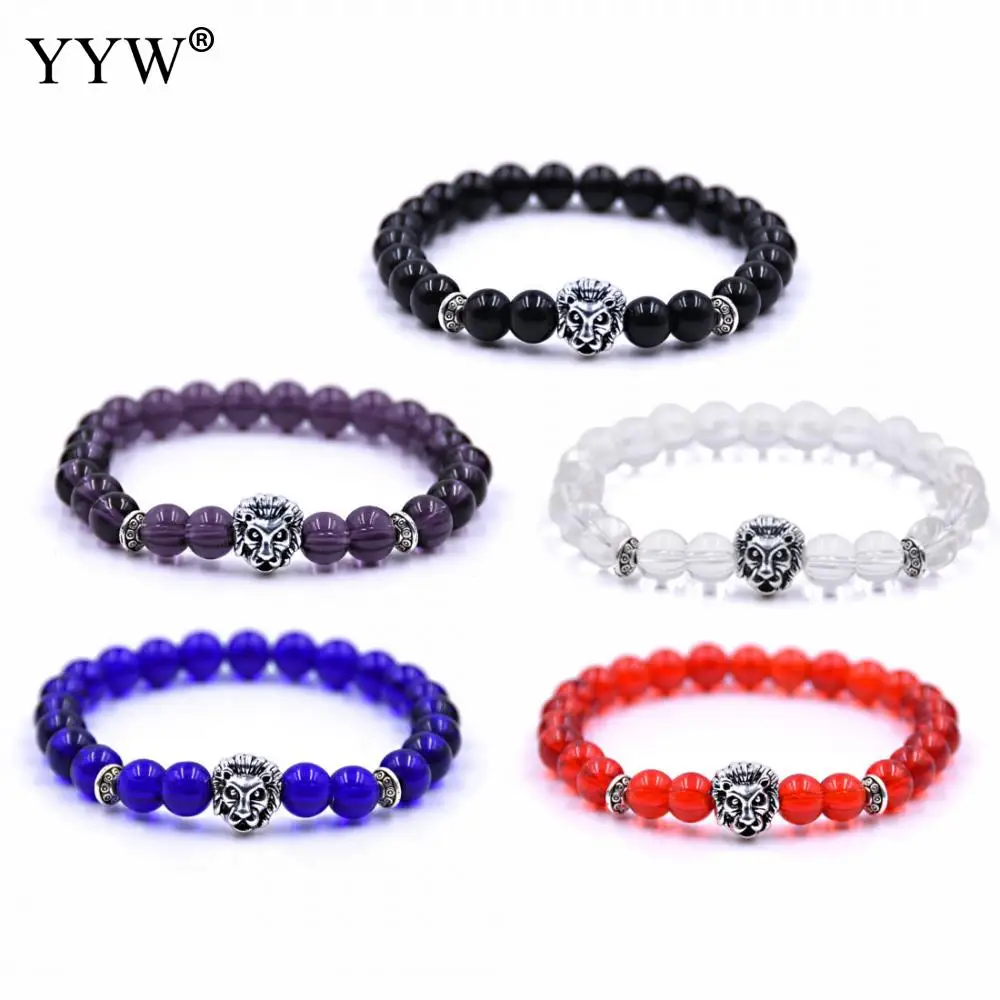 2019 Trendy Gothic Glass Stone Buddha Bracelets Charm Women men Lion Bangle Hombre Fashion Jewelry | Украшения и аксессуары