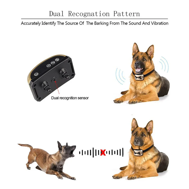 No Electric Shock Dog Training Collar Anti Bark for Small Medium Large Dogs Stop Barking By Vibration and Sound Stimuli | Дом и сад