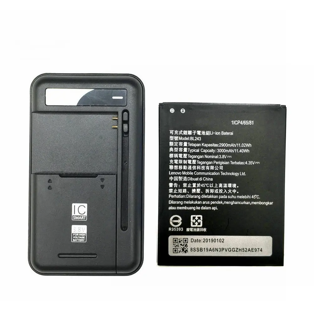 1 шт. Универсальное зарядное устройство + 2900 мАч BL243 батарея для Lenovo Lemon K3 Note K50 T5 A7000