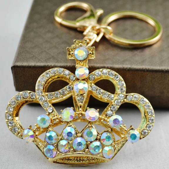 

Full Rhinestones Big Crown Bag Key Chains Bag Key Ring Valentines Holiday Gifts Wholesale Promotion