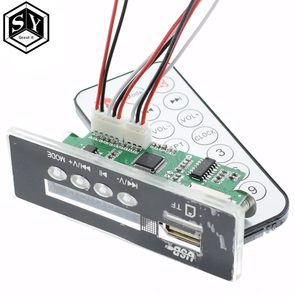 1 шт MP3 декодирования доска модуль светодиодный Aux w/TF Slot/USB/FM/дистанционные часы
