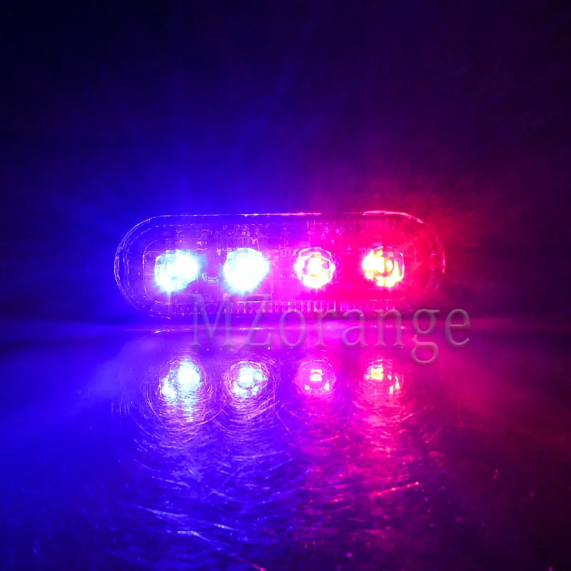 12 V-24 V 4Led мигает полиция Предупреждение светильник Strobe решетка огни мигающий светильник бар для грузовиков автомобильный проблесковый маячок Amber красные, синие движения светильник - Цвет: Red Blue