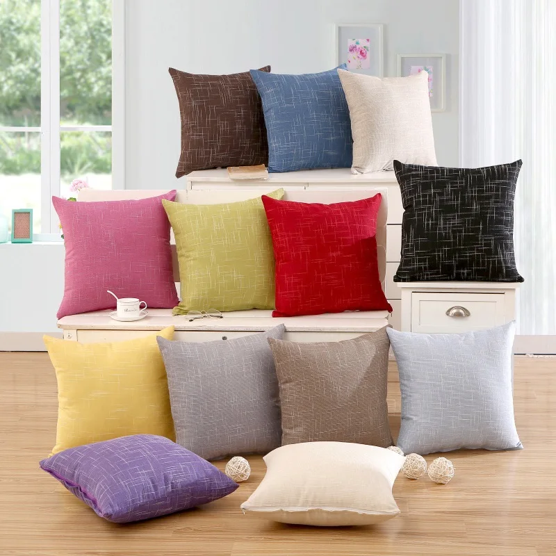 

Cross Hemp Pure Pigment Color Cushion Cover pillow pad sofa 45x45cm Housse de Coussin Car Cheaper Decorative Throw Pillowcase