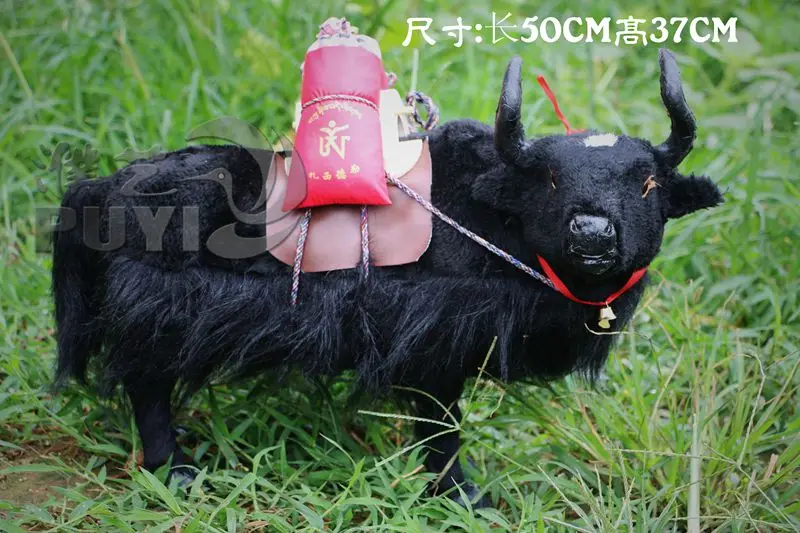 

large 50x37cm simulation black yak toy lifelike yak model home decoration birthday gift t043