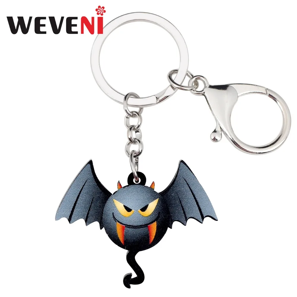 WEVENI акрил Хэллоуин Вечеринка демон летучая мышь брелок для ключей Милая оптовая
