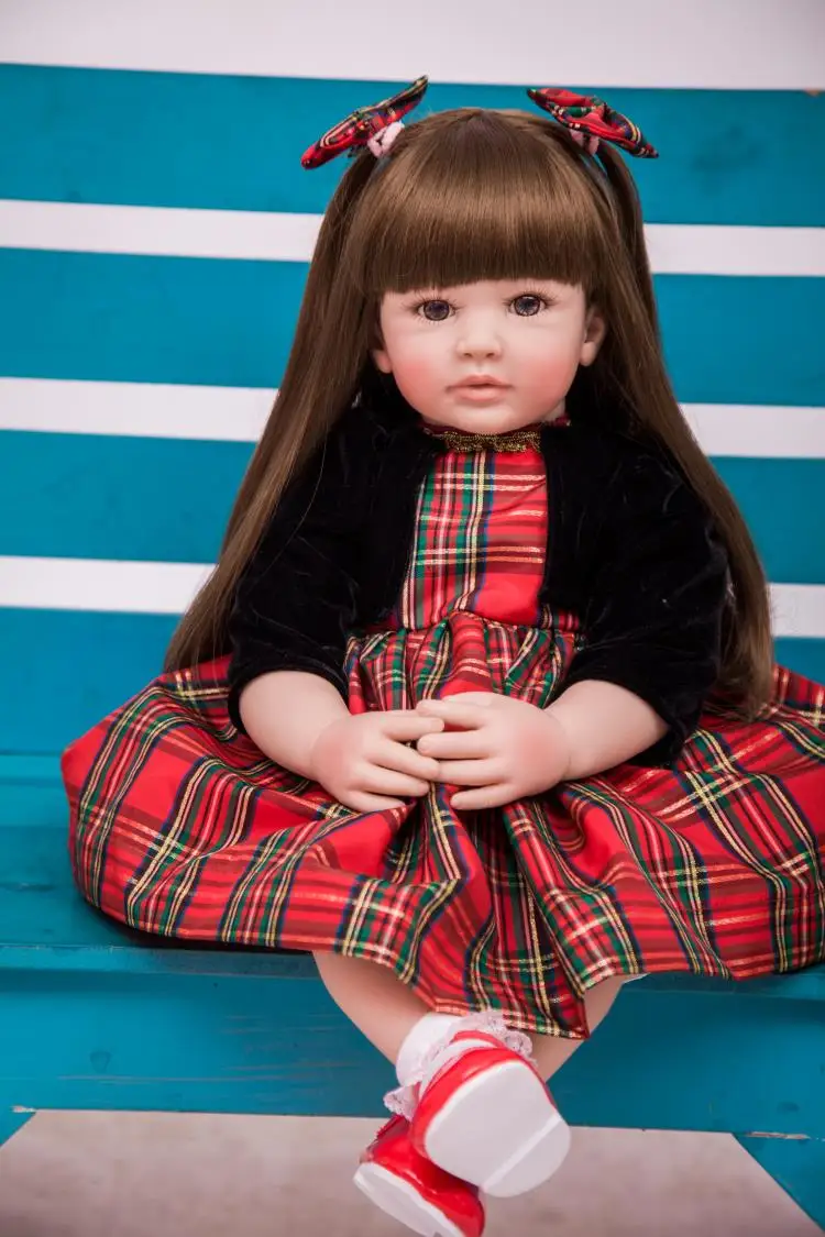 DollMai bebes reborn длинные волосы принцесса малыш девочка силиконовые baby куклы 24 &quot60 см
