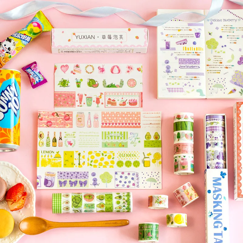 

1 компл./лот DIY японский Бумага декоративная клейкая лента Kawaii фруктовые ноты серии лента Washi/клейкую ленту наклейки