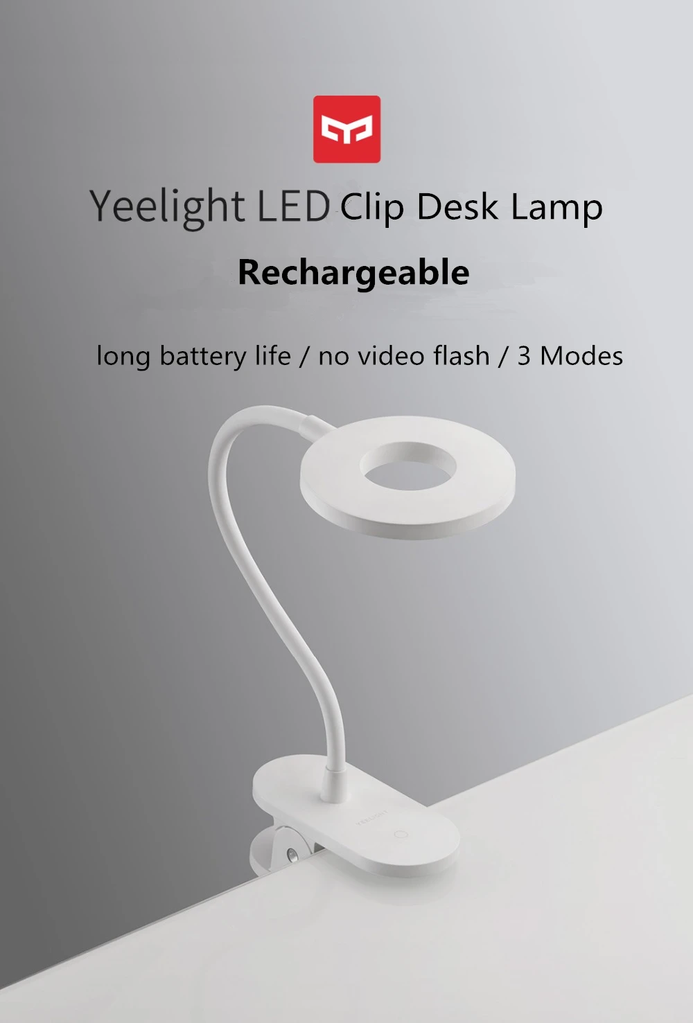 Xiaomi Yeelight мини светодиодный светильник с зажимом и подзарядкой от USB, 3 режима, 5 Вт, регулируемая настольная лампа на 360 градусов, умное управление