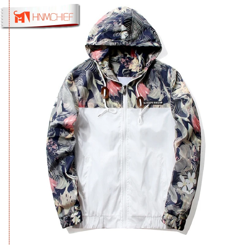 Цветочная куртка бомбер HNMCHIEF мужская приталенная в стиле хип хоп с цветочным