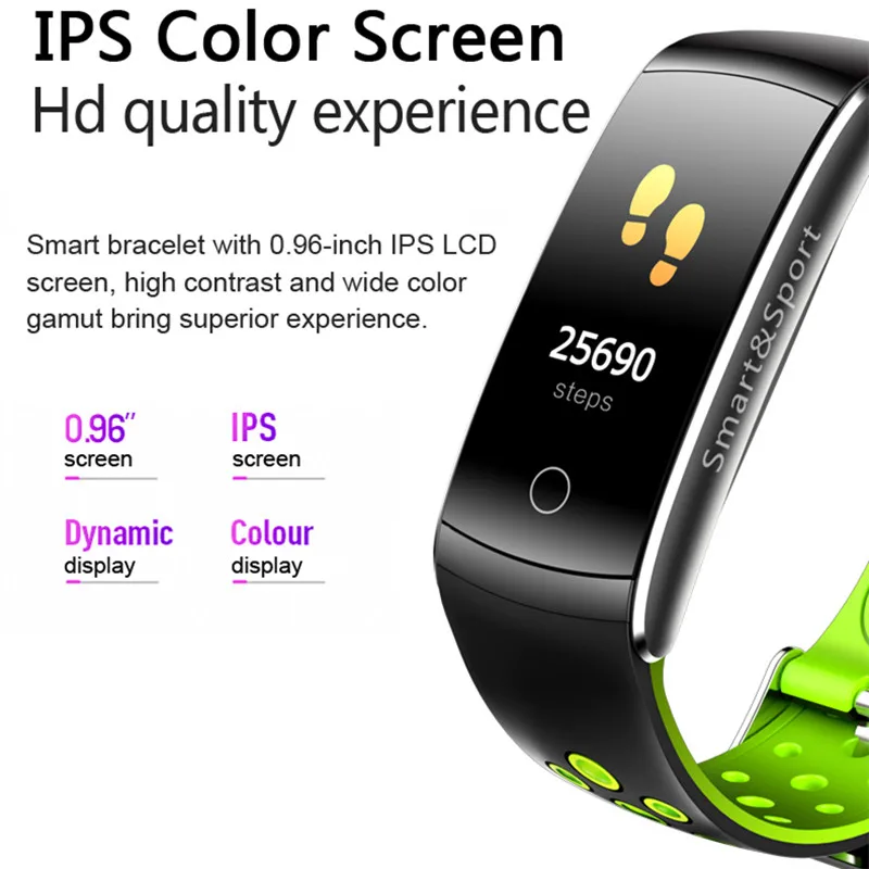 Смарт-браслет Q8S мужской фитнес-трекер с датчиком сердечного ритма IP67 Смарт-часы