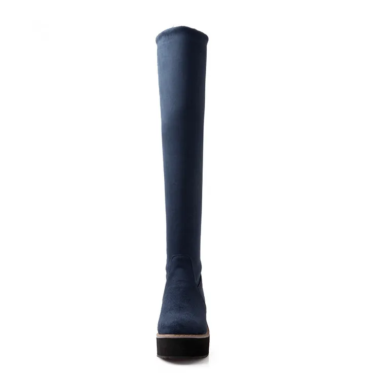 Botas Mujer/ г. Большой размер 34-43, фирменный дизайн, Лоскутные цвета, ботфорты выше колена на толстой подошве, на платформе, тонкие длинные, зима-осень 7352