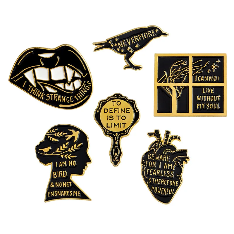 Броши металлическая душа Рот Птица Сердце зеркало аксессуары значки на одежду