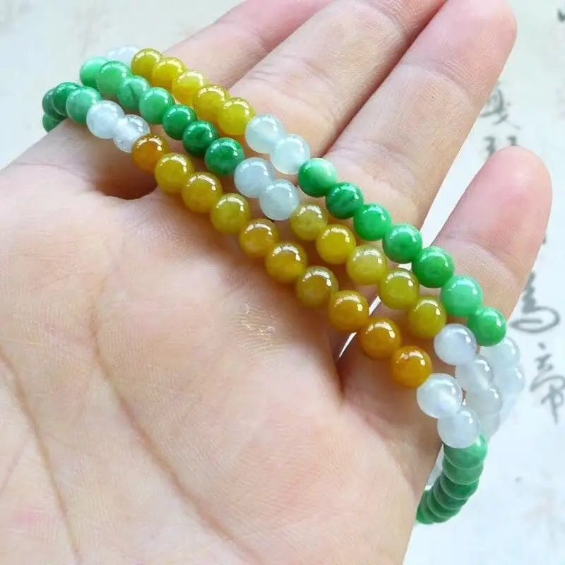 

Fine Jewelry>>Necklaces A cargo jade beads necklace yellow jade green spicy 8mm round beads necklace men and women