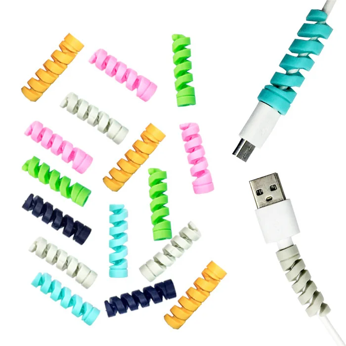 50 шт./лот Spiral шнур держатель устройство для сматывания шнура питания USB кабель
