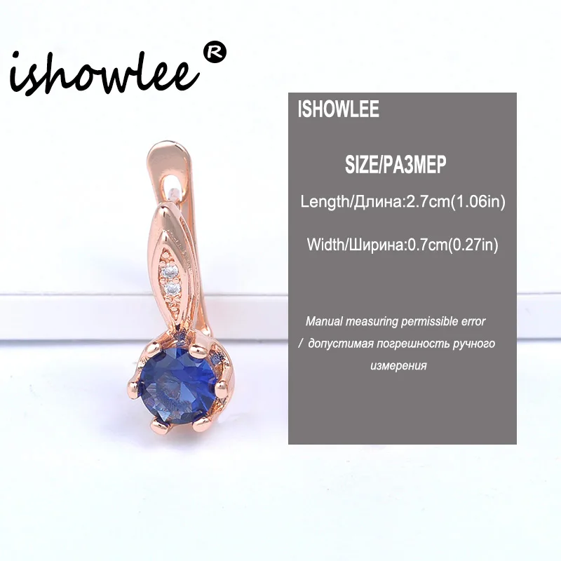 ISHOWLEE Cute 585 Rose Gold Earrings Korean for Women Natural Zircon Stud Minimalism 2019 Women's Fashion Jewelry esp22 | Украшения и