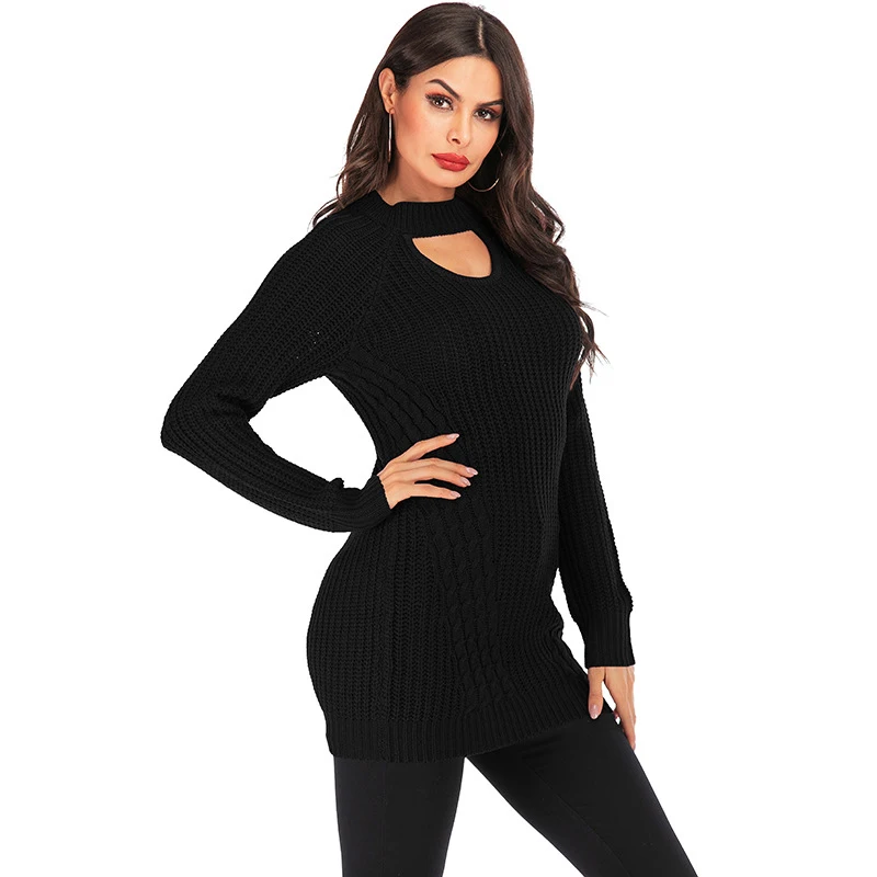 Autumn O Neck Knitted Sweater Women Long Sleeve Pullover For Female Sexy Plus Size Knitting Sweaters Elegant Solid Knitwear Tops | Женская