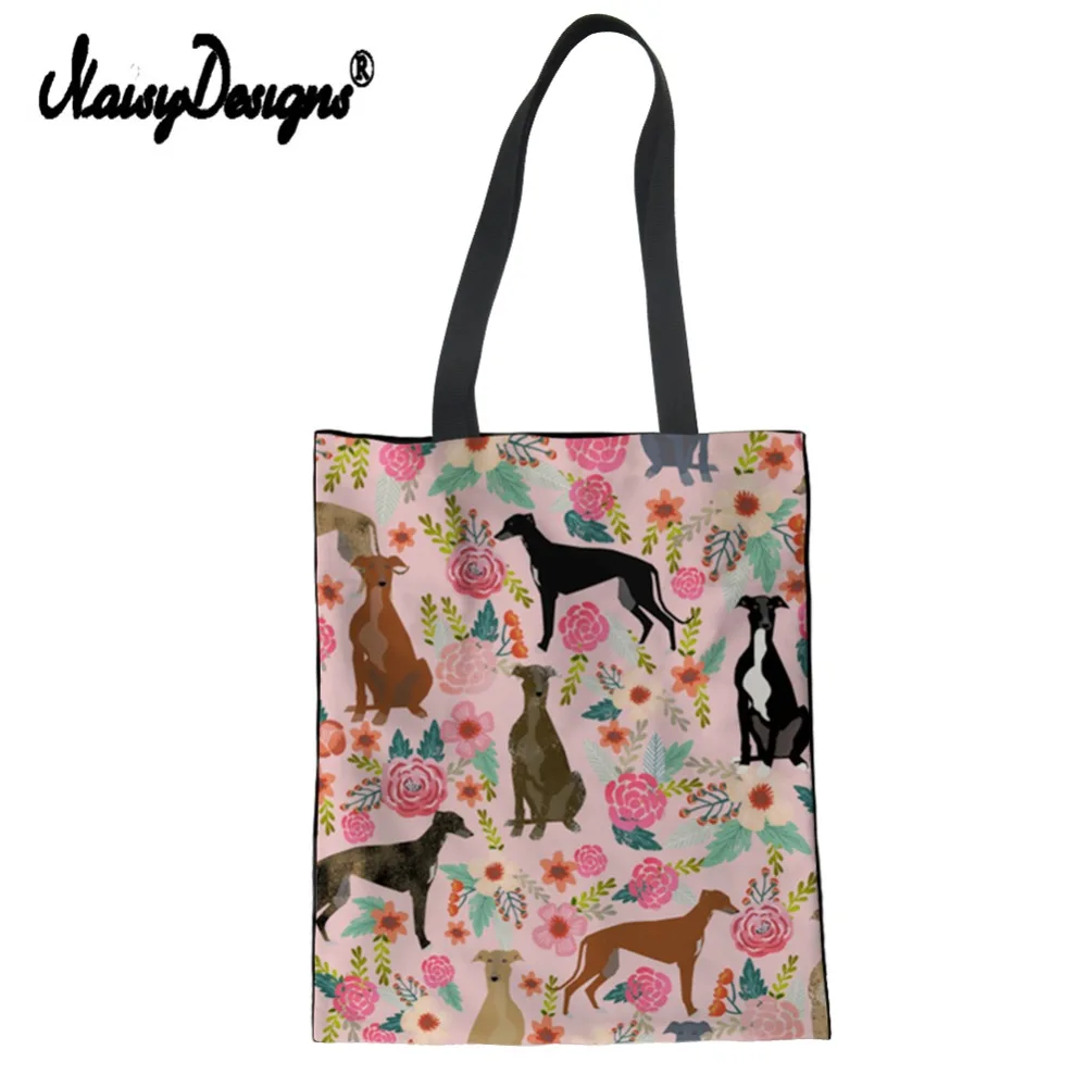 Объемная сумка тоут с принтом Грейхаунд холщовая женская для покупок