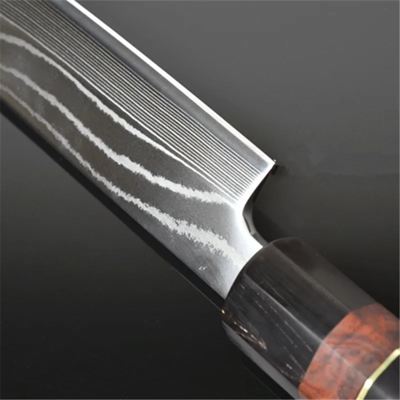 Японский кухонный нож Суши Сашими Нож VG10 стеклоочистителя Ebony ручка для ножи
