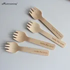 100 шт. мини-вилки, персонализированные имена, свадьба, девичвечерние, вечеринка, торт, вкус, вилки, дерево, биоразлагаемый вкус, любовь